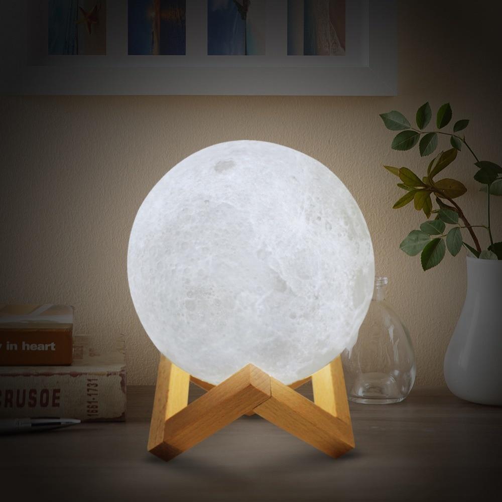 Rechargeable Wireless Dual Color Lunar Full Moon Night LED Lamp