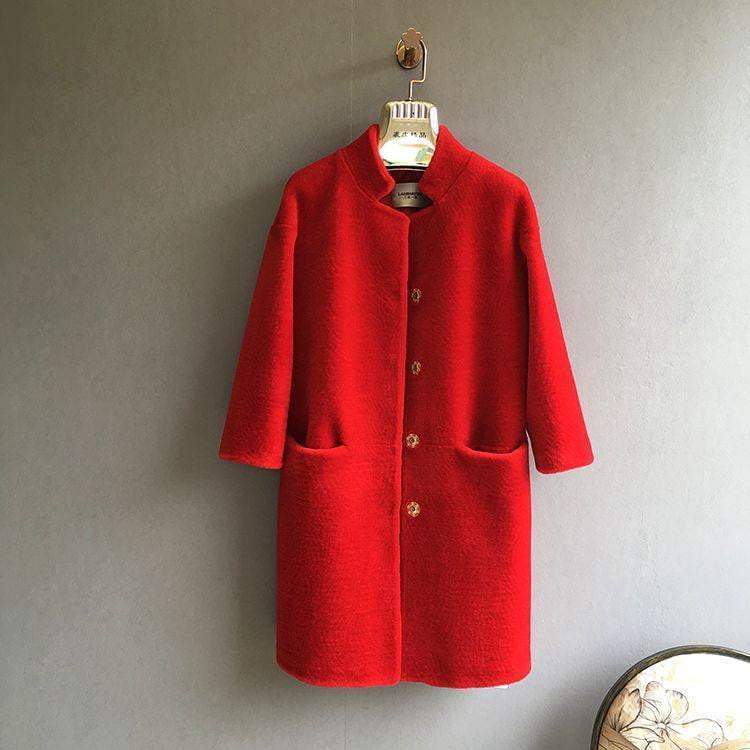 Stand Collar Female Merino Sheep Fur Women Coat