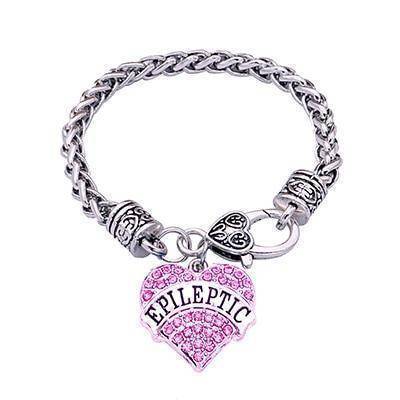 Women's Epileptic Medical Alert Bracelet - Crystal Heart