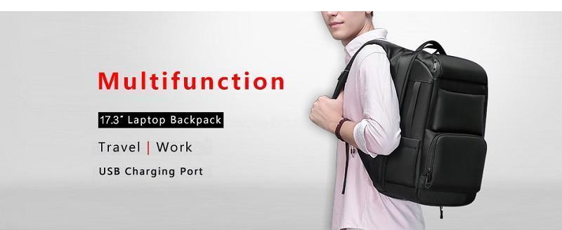 15.6 Inch Laptop Travel Backpack Water Repellent Functional Rucksack With USB Charging Port