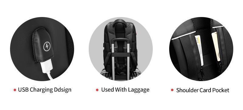 15.6 Inch Laptop Travel Backpack Water Repellent Functional Rucksack With USB Charging Port