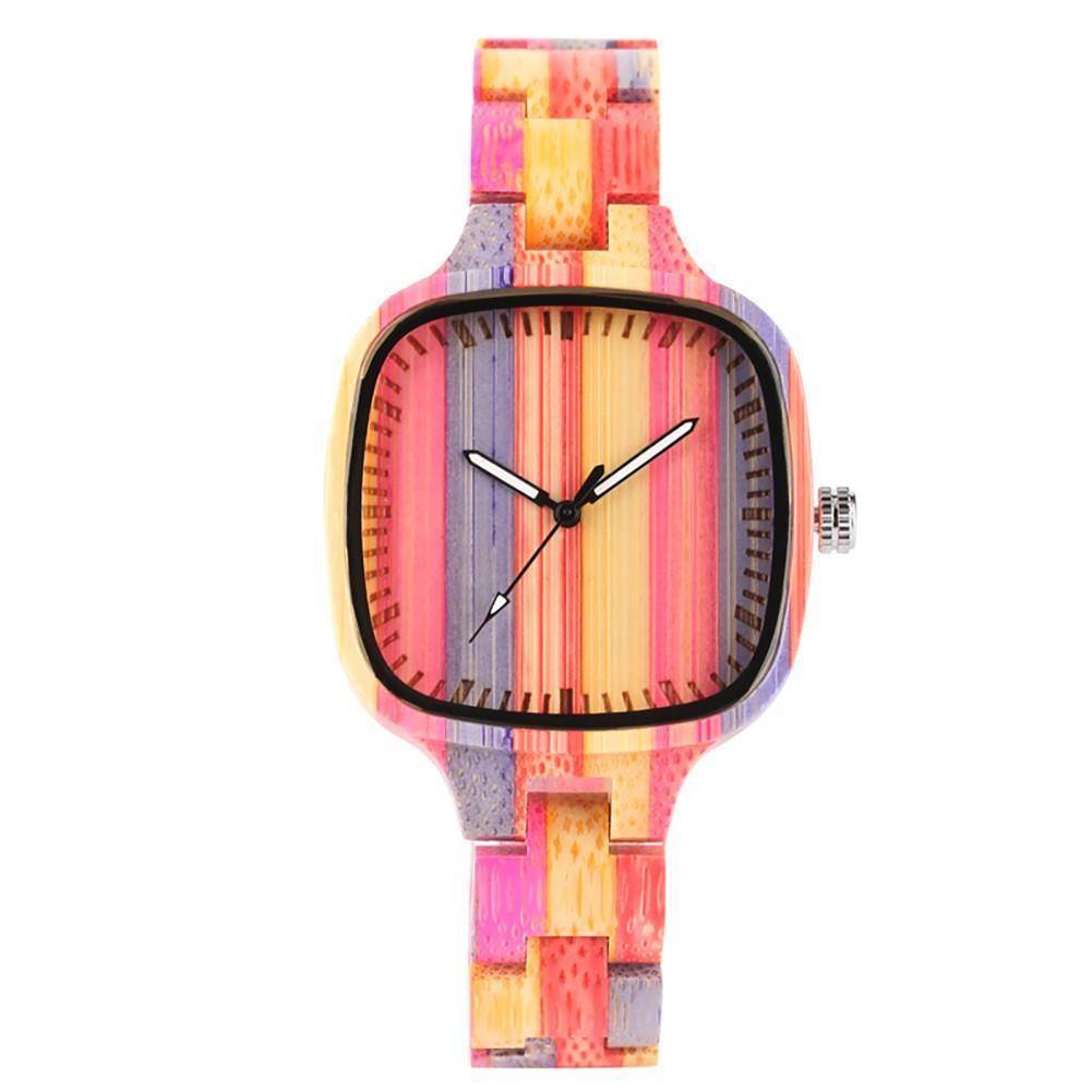 Colorful Bamboo Wooden Watch - Bracelet-style Wristwatch