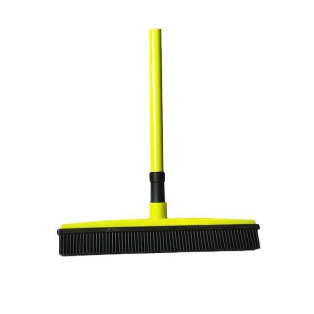 Broom with Squeegee made from Natural Rubber, Multi-Surface and Pet Hair Removal