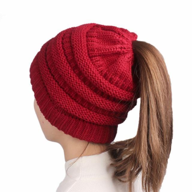 Ponytail Beanie Hat for Women