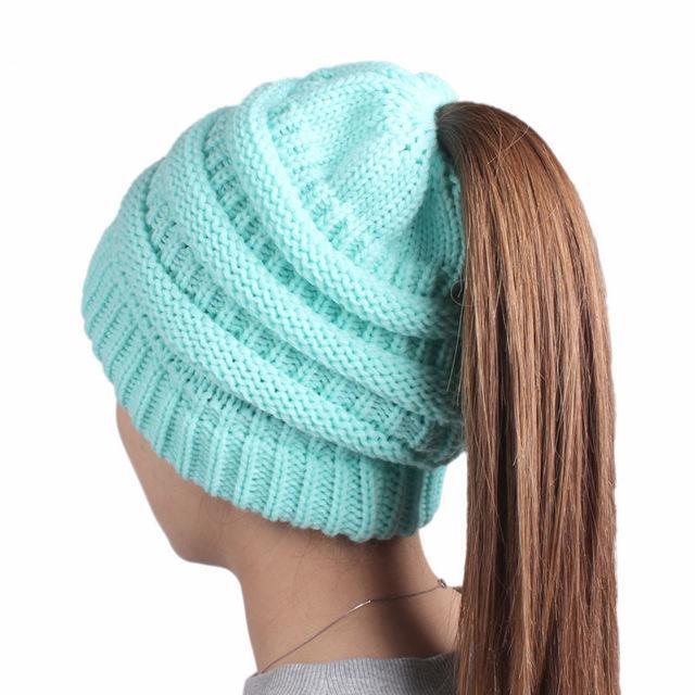 Ponytail Beanie Hat for Women