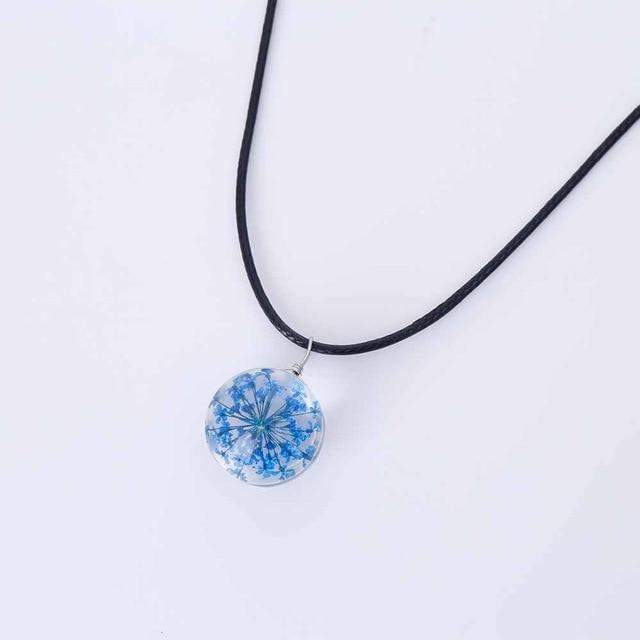 Crystal Ball Dandelion Clover Necklace