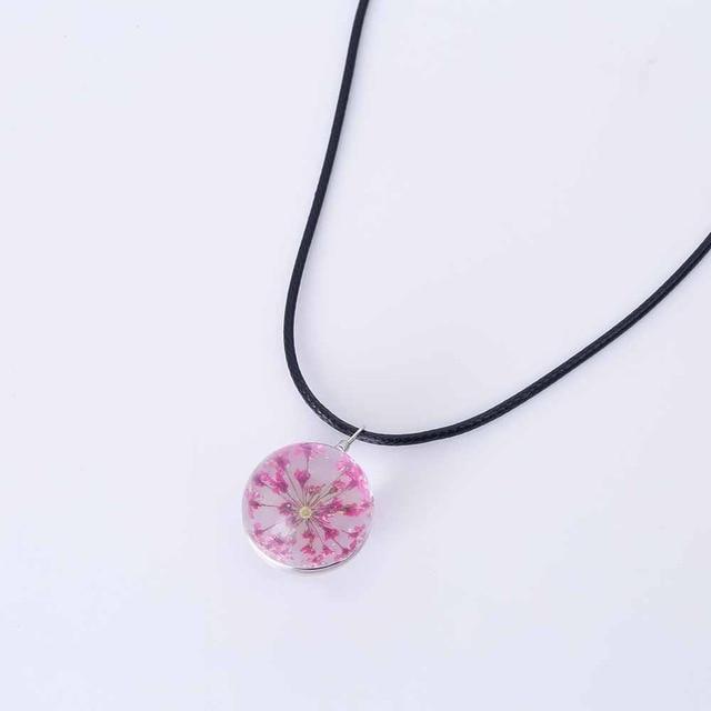 Crystal Ball Dandelion Clover Necklace