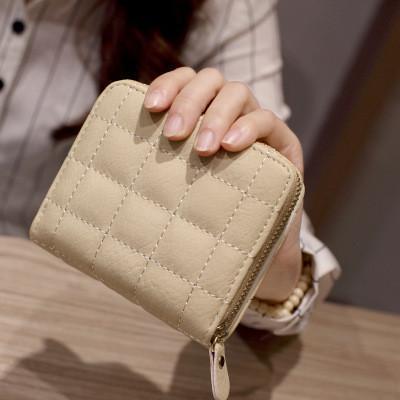 Women Short PU Leather Plaid Purses Nubuck Card Holder