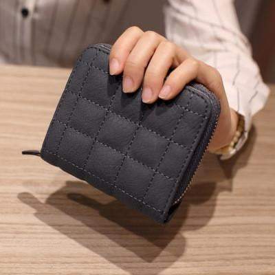 Women Short PU Leather Plaid Purses Nubuck Card Holder