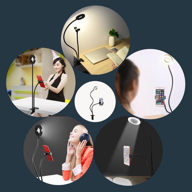 2 In 1 live streaming Phone Holder With LED Selfie Ring Light