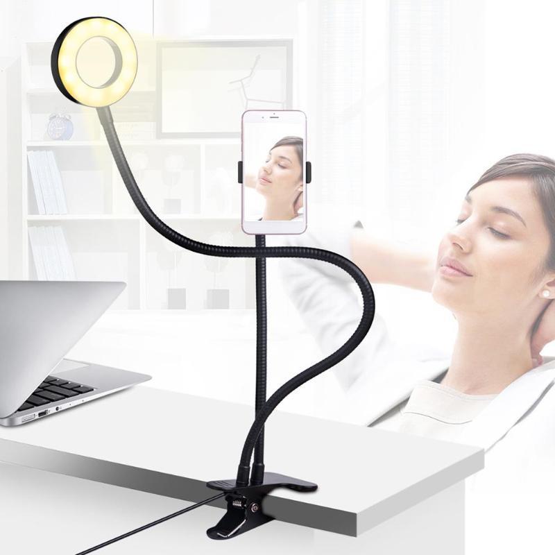 2 In 1 live streaming Phone Holder With LED Selfie Ring Light