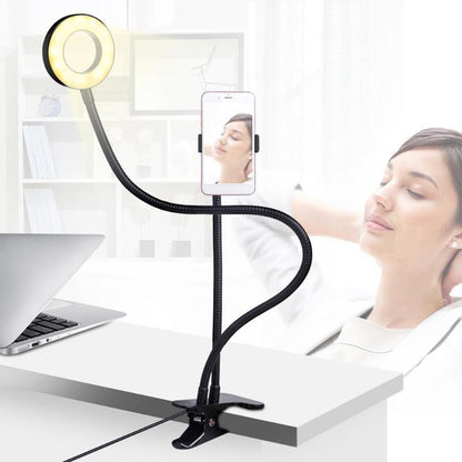 2 In 1 live streaming Phone Holder With LED Selfie Ring Light