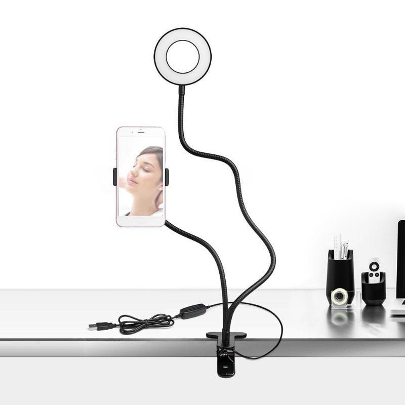 2 In 1 live streaming Phone Holder With LED Selfie Ring Light