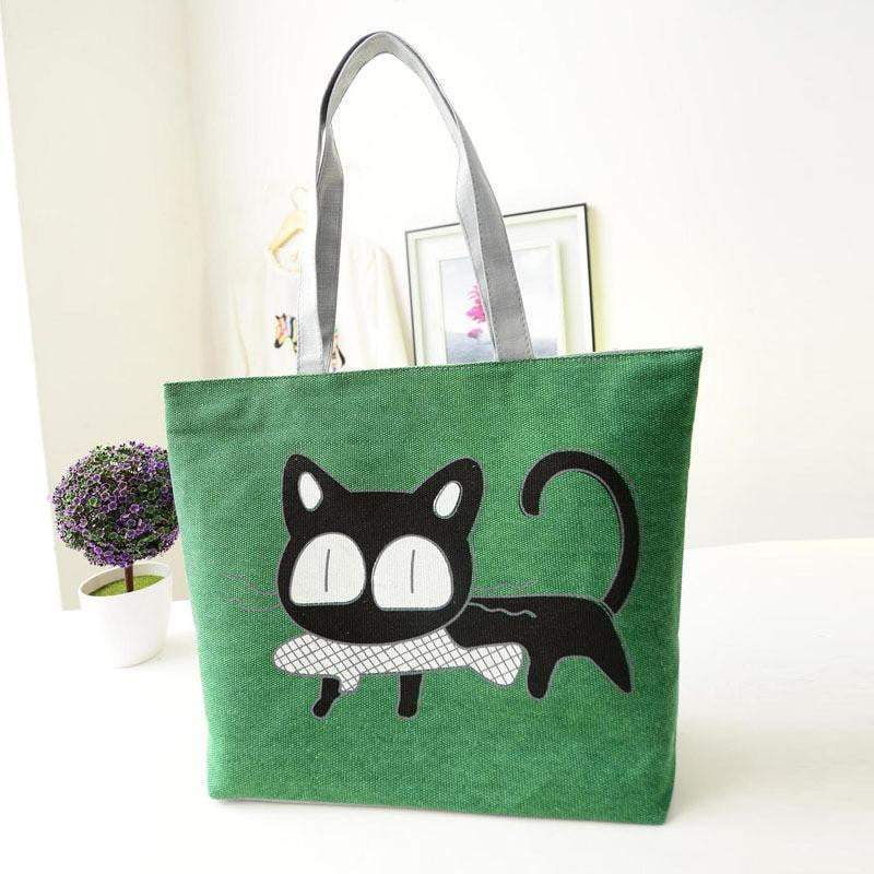 Women Canvas Casual Shoulder Tote Cat Handbags