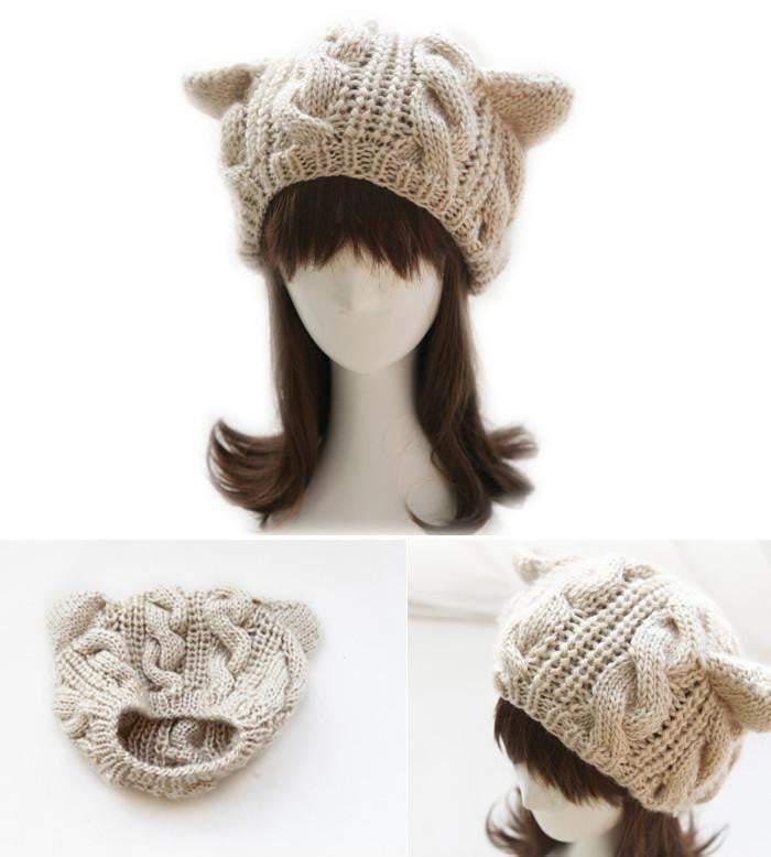 Fashion Lady Girls Winter Warm Knitting Wool Cat Ear Beanie