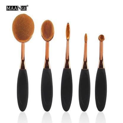 GoldBrush - 5 Piece Oval Makeup Brush