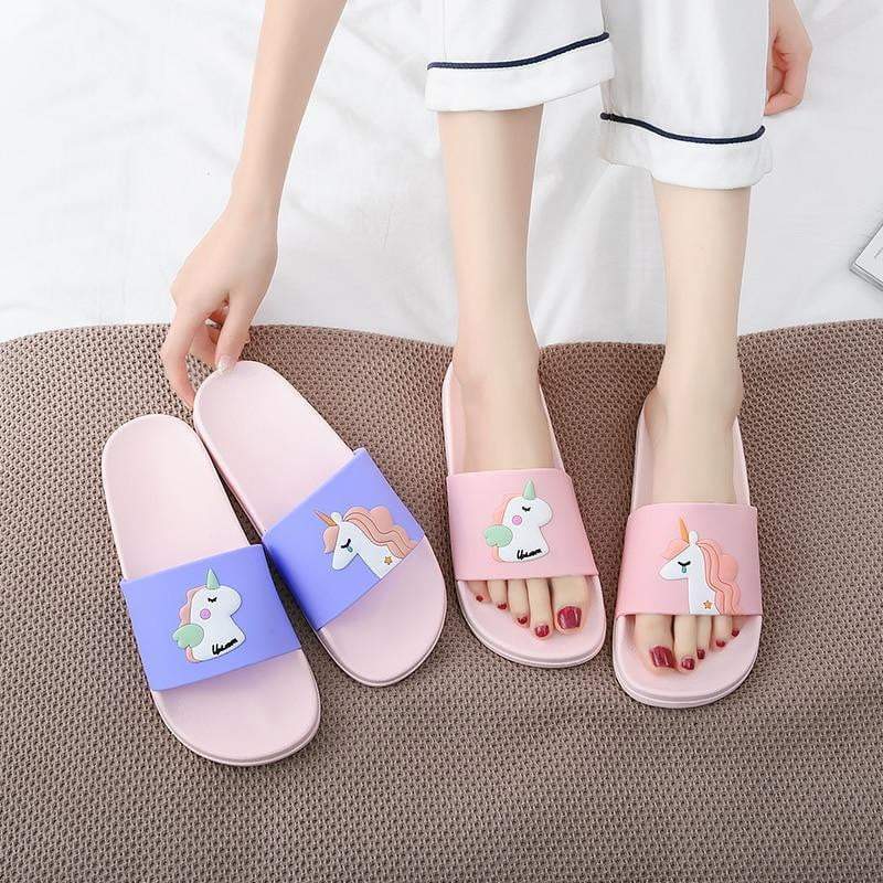 Ladies summer Cartoon unicorn Slippers