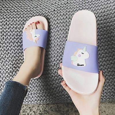 Ladies summer Cartoon unicorn Slippers