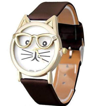 Luxury Brand Women Clock Cute Glasses Cat Watches