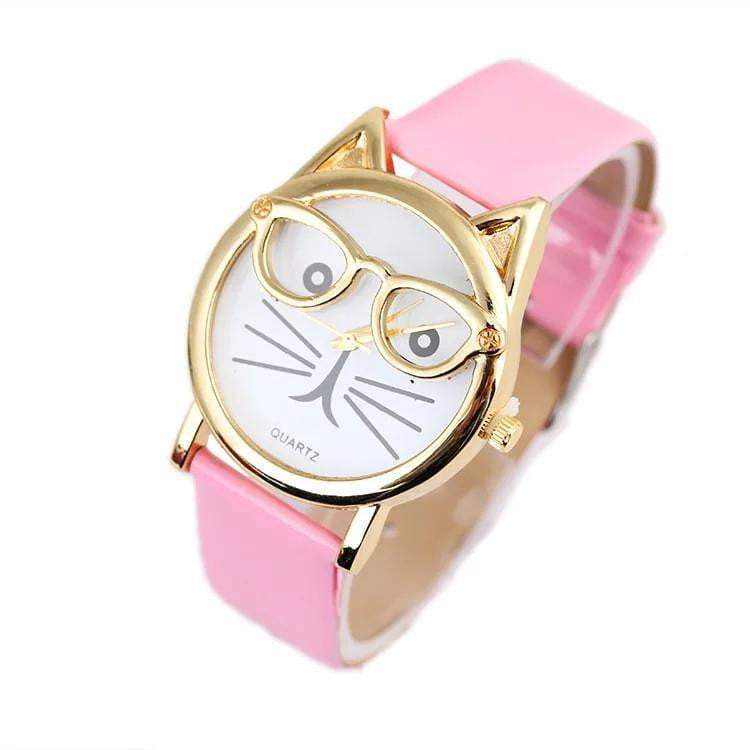 Luxury Brand Women Clock Cute Glasses Cat - Women Watches