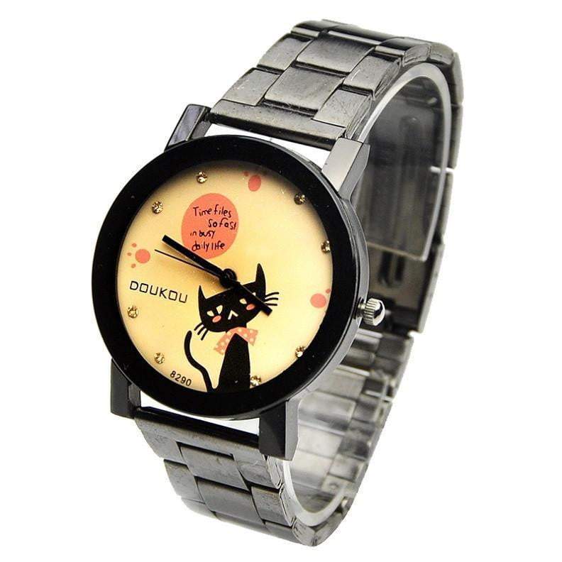 Cute Ribbon Black Cat Watch Women