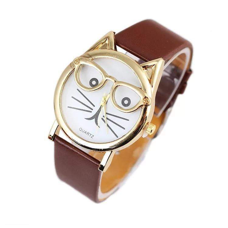 Luxury Brand Women Clock Cute Glasses Cat - Women Watches
