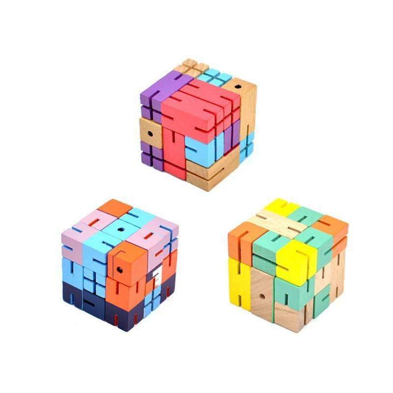 Robot Cube Wood Assembling Puzzle