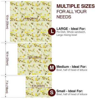 Reusable Beeswax Food Wrap (3 pcs)
