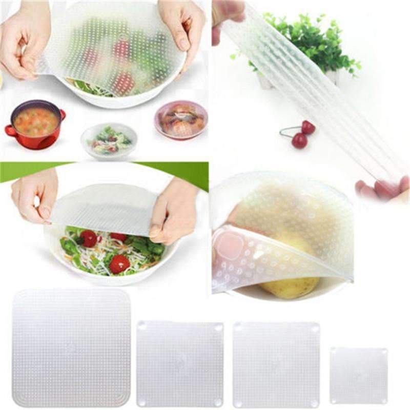 4pcs/set Silicone Wraps - Keep Your Food Fresh Longer!