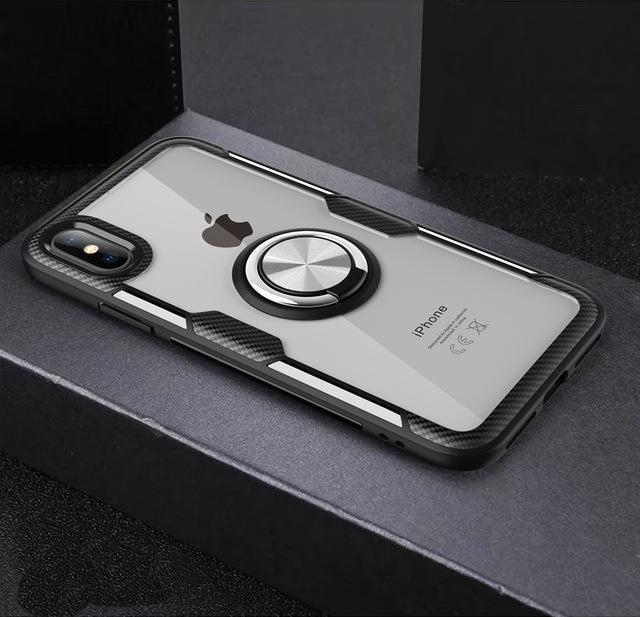 Magnetic Ring Carbon Fiber iPhone Case