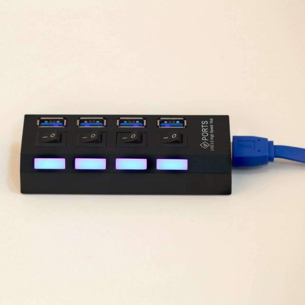USB 3.0 Hub 4 Ports Super Speed 5Gbps and Hub With on/off Switch For Windows Mac OS Linux