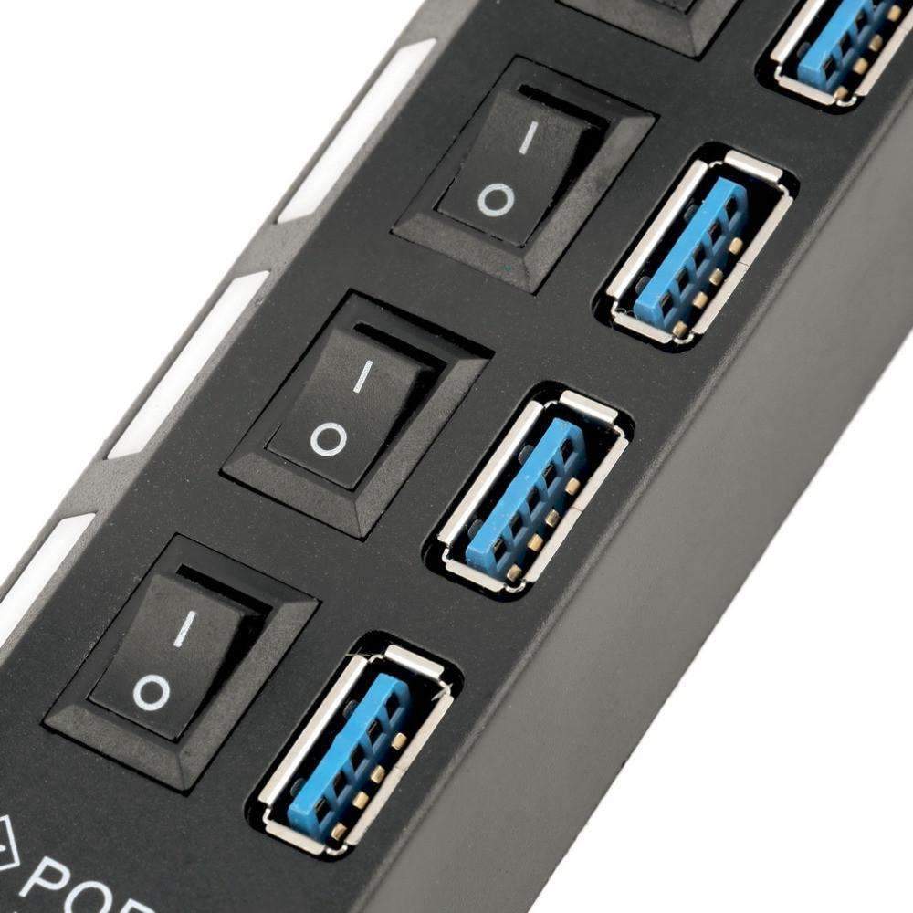 USB 3.0 Hub 4 Ports Super Speed 5Gbps and Hub With on/off Switch For Windows Mac OS Linux