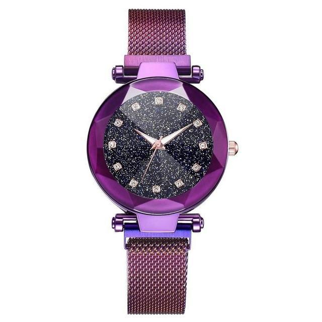 Luxury Starry Sky Stainless Steel Mesh Bracelet Watches For Women Crystal Analog Quartz Wristwatches Ladies Sports Dress Clock