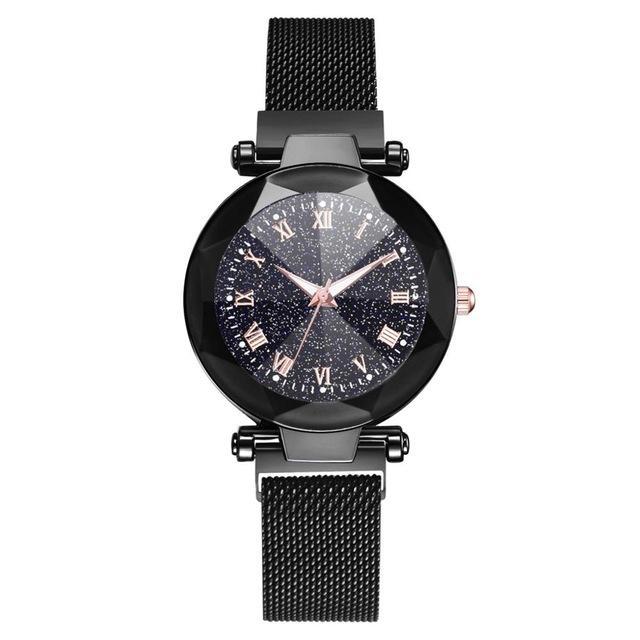 Luxury Starry Sky Stainless Steel Mesh Bracelet Watches For Women Crystal Analog Quartz Wristwatches Ladies Sports Dress Clock