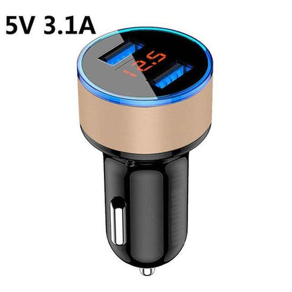 5V 3.4A Metal Dual USB Car Charger Digital Display For iPhone X 8 XS MAX 7 Xiaomi Samsung Fast Charging Voltage Monitoring