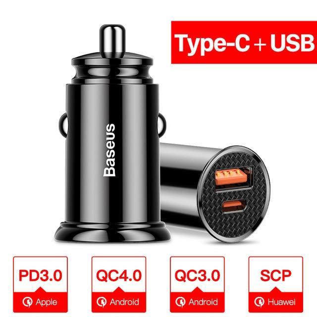 s Quick Charge 4.0 3.0 USB Car Charger For Xiaomi mi 9 Huawei P30 Pro QC4.0 QC3.0 QC 5A Fast PD Car Charging Phone Charger