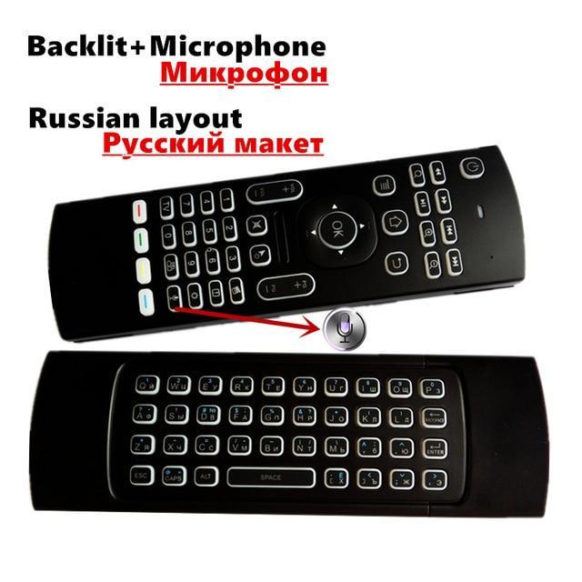 Air Mouse Backlit MX3 Pro With Voice Microphone 2.4G Wireless Mini Keyboard With IR Learning Extend Remote Controller