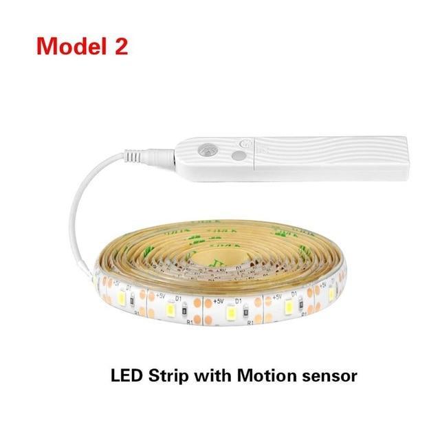 LED Under Cabinet light LED Strip led Lamp with Wireless PIR Motion Sensor USB Port light Closet Stairs Wardrobe Bed Side Light