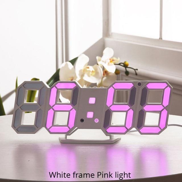 3D LED Wall Clock Modern Design Digital Table Clock Alarm Nightlight Watch For Home Living Room Decoration