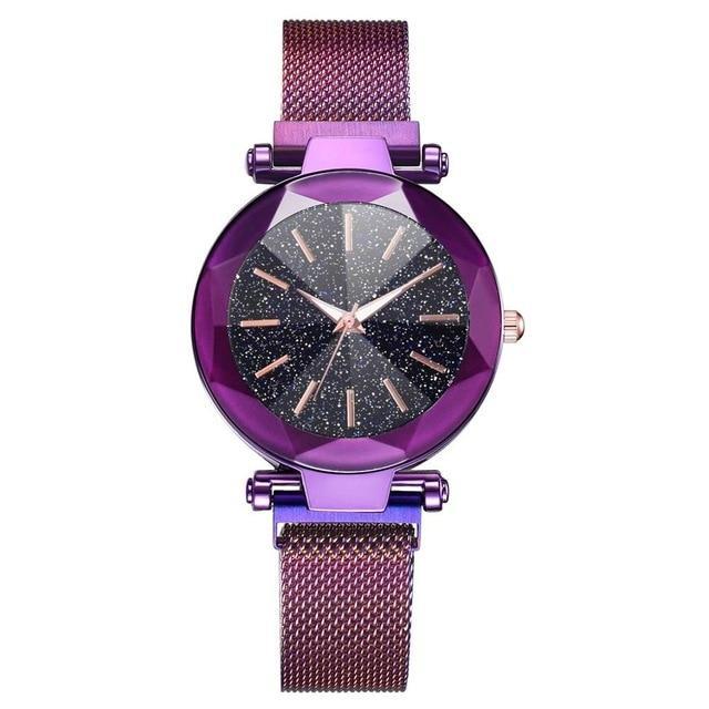 Luxury Starry Sky Stainless Steel Mesh Bracelet Watches For Women Crystal Analog Quartz Wristwatches Ladies Sports Dress Clock