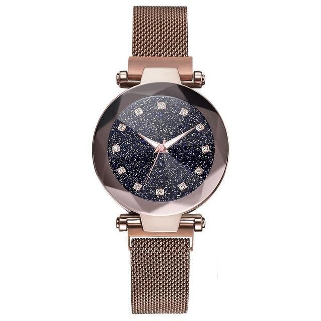 Luxury Starry Sky Stainless Steel Mesh Bracelet Watches For Women Crystal Analog Quartz Wristwatches Ladies Sports Dress Clock