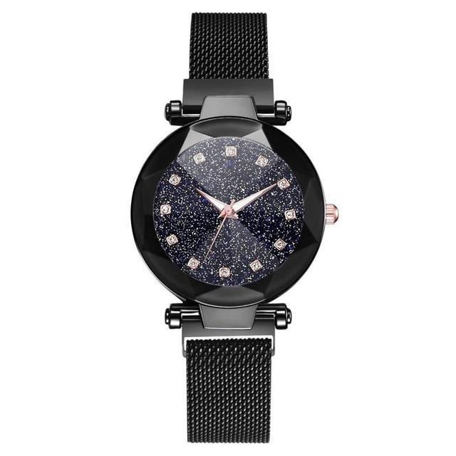 Luxury Starry Sky Stainless Steel Mesh Bracelet Watches For Women Crystal Analog Quartz Wristwatches Ladies Sports Dress Clock