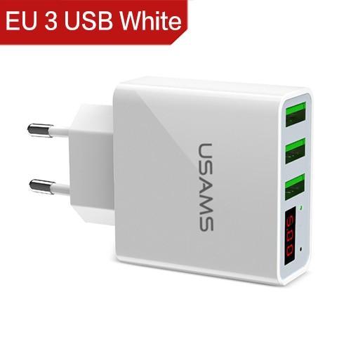 s 3 Port USB Phone Charger LED Display EU Plug Total Max 3A Smart Fast Charger Mobile Wall Charger for iPhone iPad Samsung