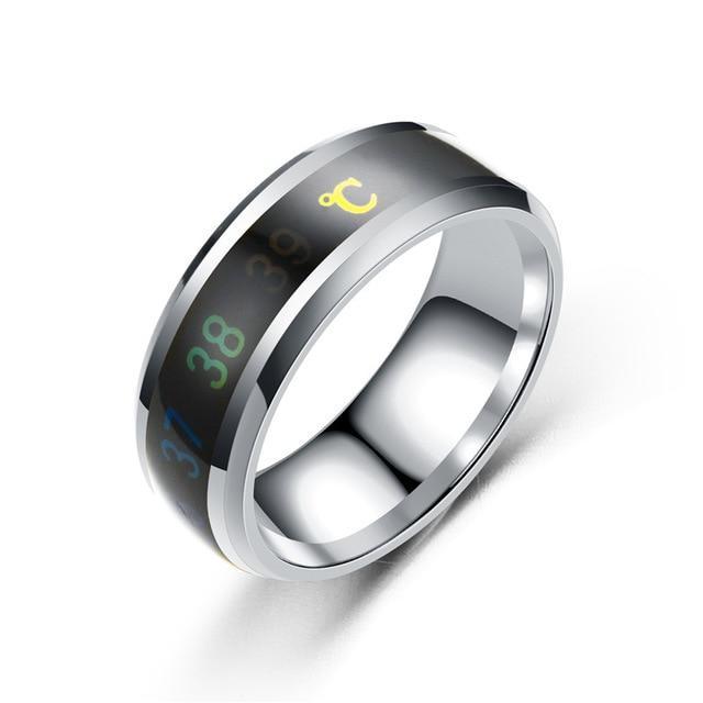 Ring For Men Stainless Steel Intelligent Temperature Sensing Couple Rings For Women Lovers Wedding Band Ring Jewelry