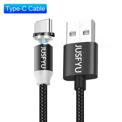 Magnetic Cable 1m Nylon Braided Mobile LED Type C Micro USB C Magnet Charger Cable For Apple iPhone X 7 8 6 10 Xs Max XR Samsung