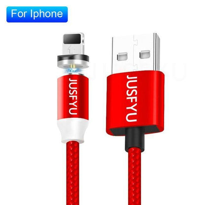 Magnetic Cable 1m Nylon Braided Mobile LED Type C Micro USB C Magnet Charger Cable For Apple iPhone X 7 8 6 10 Xs Max XR Samsung
