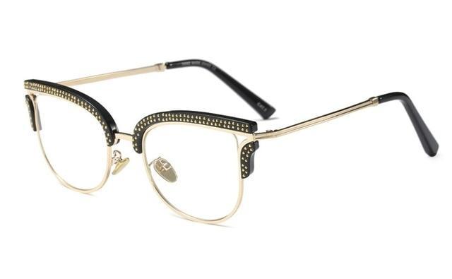 s 45530 Ladies Full Gold Rivet Glasses Frames Men Women Brand Designer Optical EyeGlasses Fashion Eyewear Computer Glasses