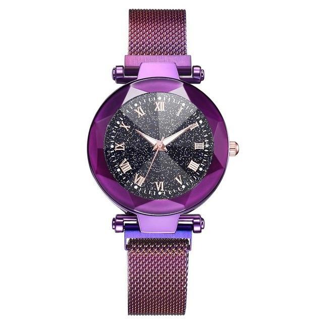 Luxury Starry Sky Stainless Steel Mesh Bracelet Watches For Women Crystal Analog Quartz Wristwatches Ladies Sports Dress Clock