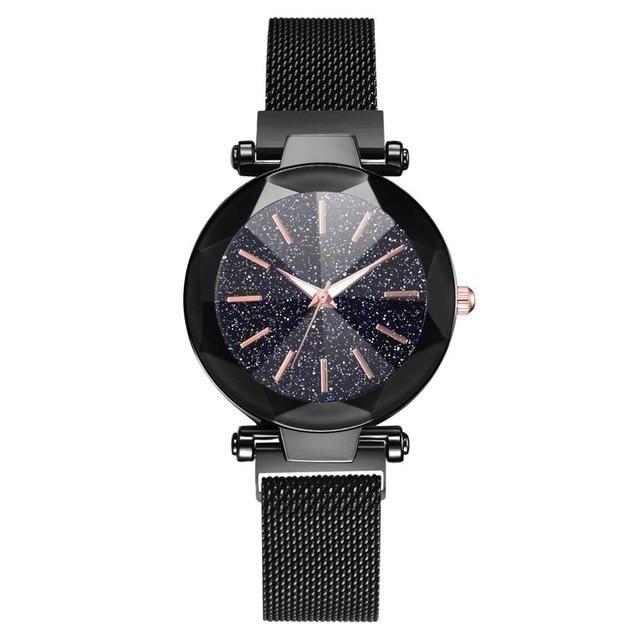 Luxury Starry Sky Stainless Steel Mesh Bracelet Watches For Women Crystal Analog Quartz Wristwatches Ladies Sports Dress Clock