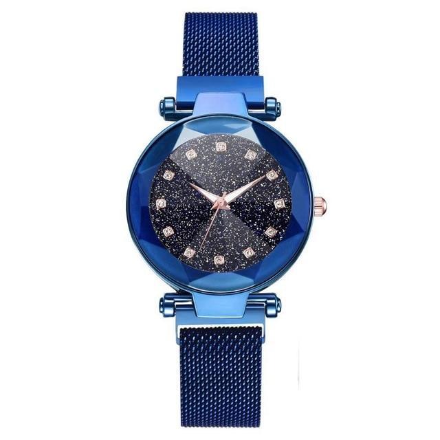 Luxury Starry Sky Stainless Steel Mesh Bracelet Watches For Women Crystal Analog Quartz Wristwatches Ladies Sports Dress Clock